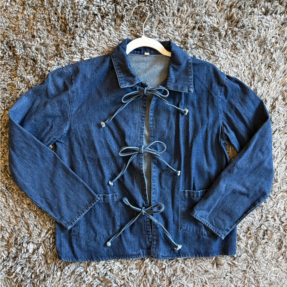 Tie-Front Denim Chore Jacket